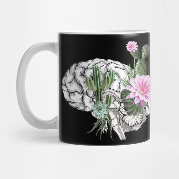 Brain, human anatomy, mental health, succulents plants, aloe cactus by Collagedream